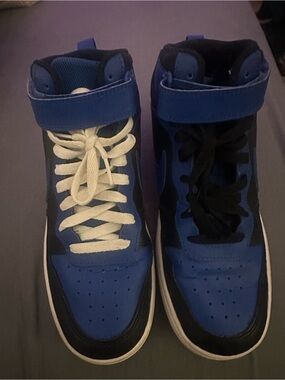 Nike Court Borough Mid 2 GS Black Game Royal Blue DM8872-001 Size 6.5Y / Women 8